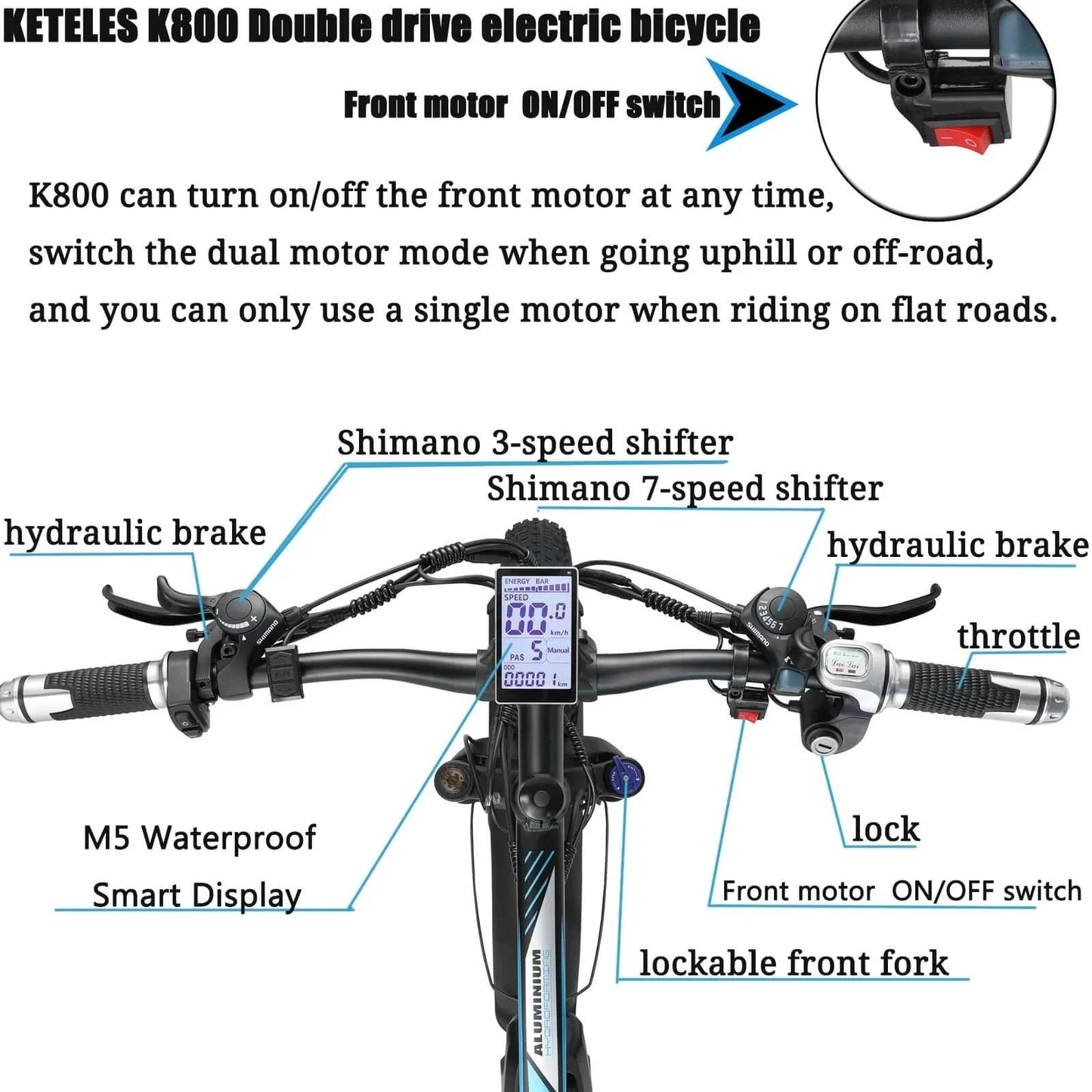 Keteles K800 Single/Dual Motor Electric Bike-Vostro Cycles